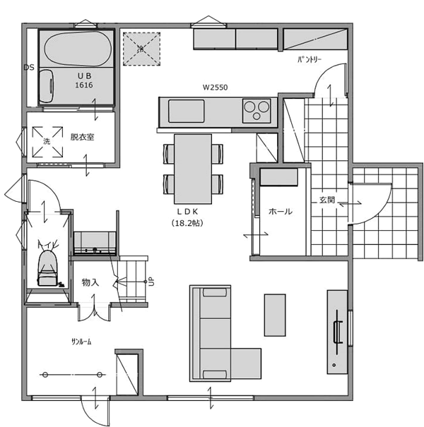 ママ楽の家 simple style1F間取り図