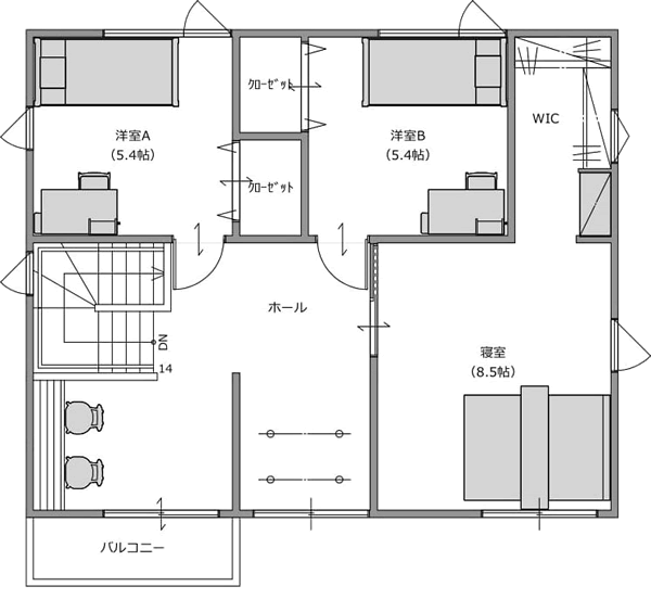 ママ楽の家2F間取り図