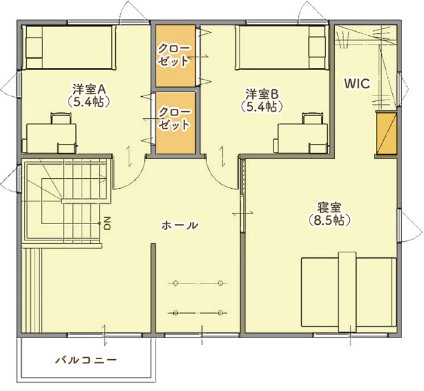 ママ楽の家の参考例2F(2階)間取り図
