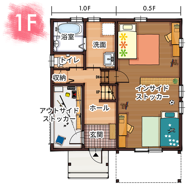 アレンのプラン例の1F間取り図