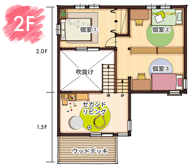 ビークラフトのプラン例の2F間取り図
