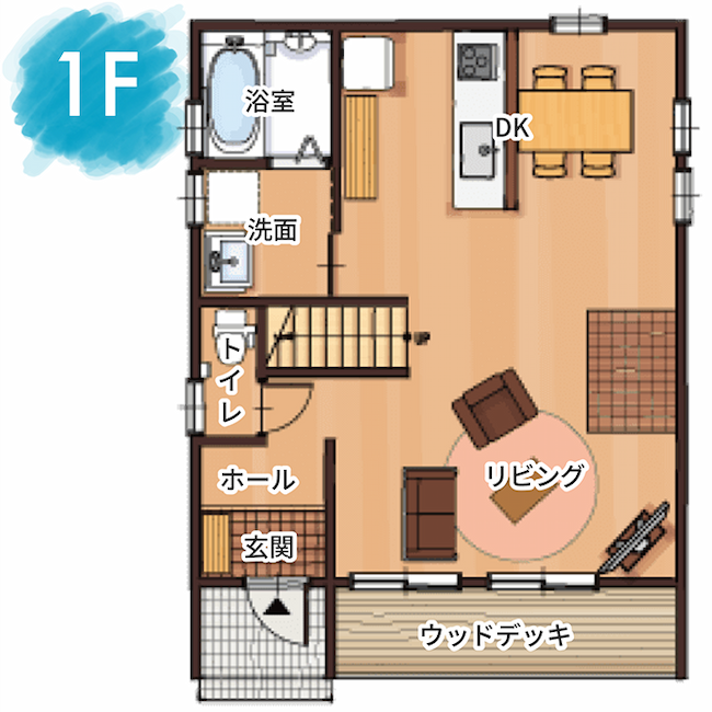 ブーツのプラン例の1F間取り図