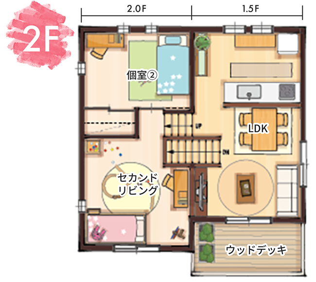 ウェーブのプラン例の2F間取り図